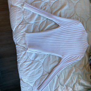 Forever 21 Ribbed Turtle Neck Long White Tee